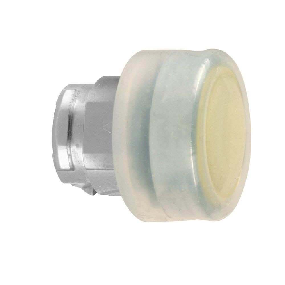 Schneider ZB4 Push Button Head with clear silicone boot and spring return - Harmony XB4, yellow