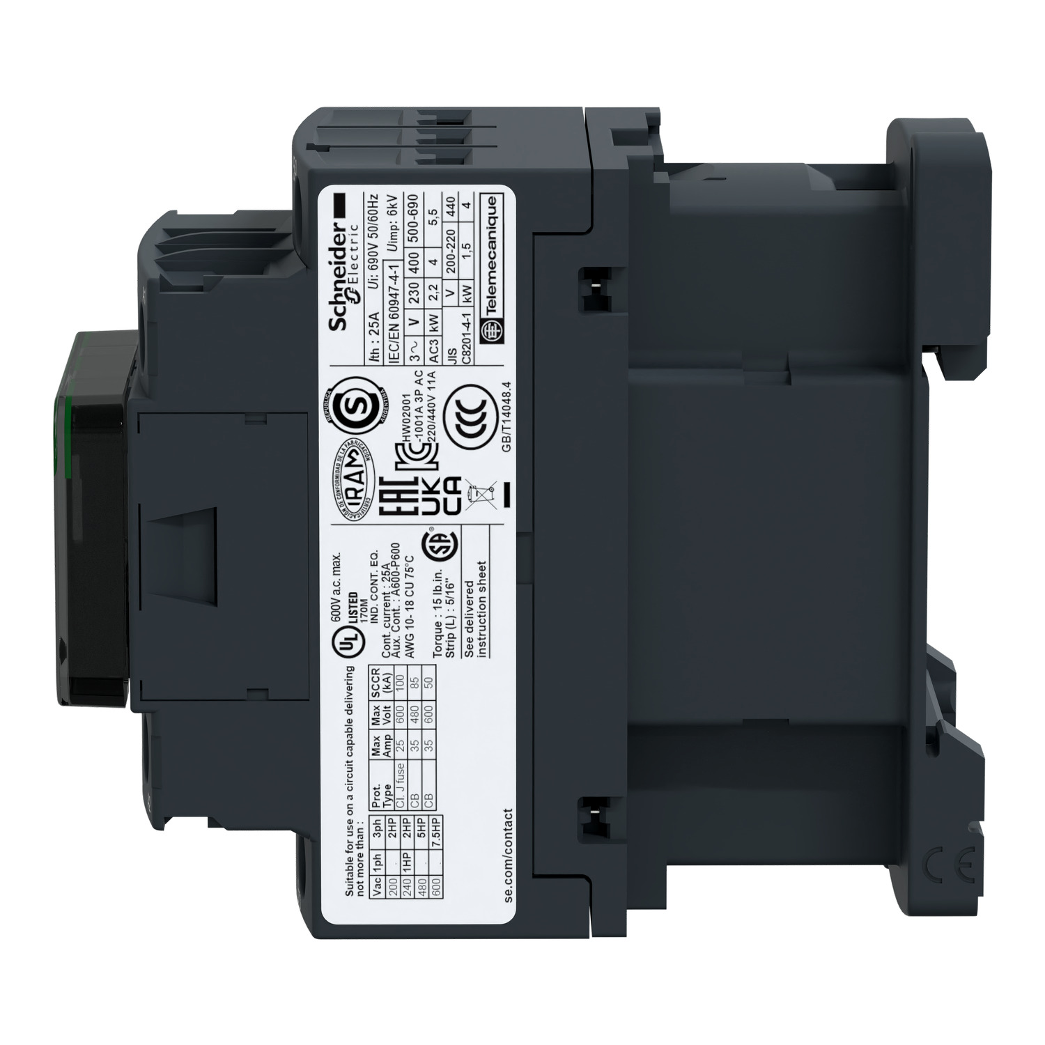 Schneider TeSys D Contactor LC1D18 18A 3P 24V AC Coil