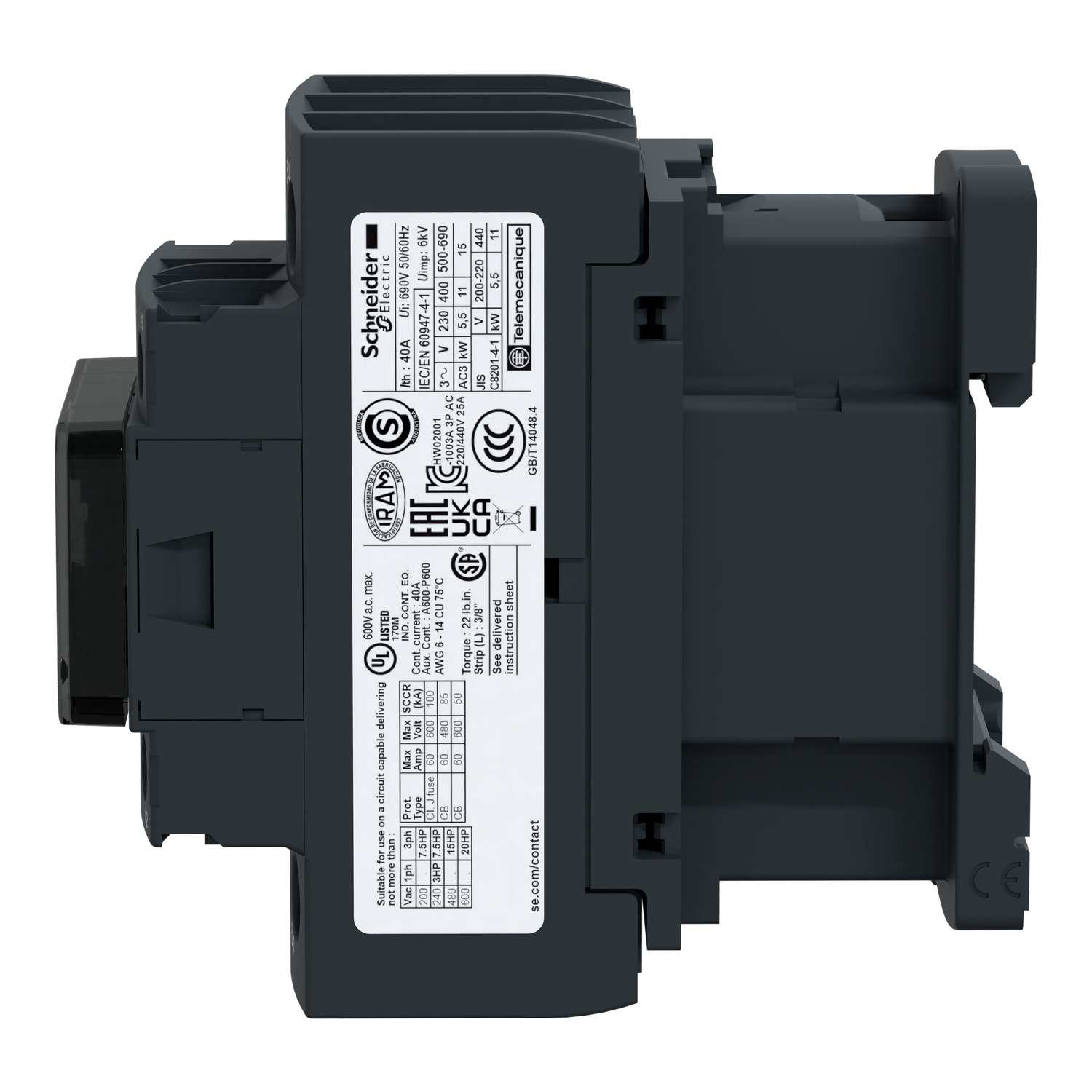 Schneider TeSys D Contactor LC1D25 25A 3P 220V AC Coil