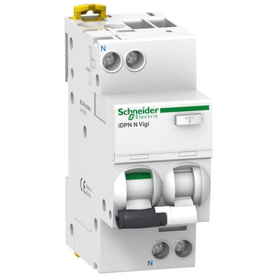 Schneider Electric Residual current breaker with overcur. prot. (RCBO), ACTI9 iDPN N Vigi, 1P+N, 6A, C curve, 6000A, A-SI type, 30MA A9D33606
