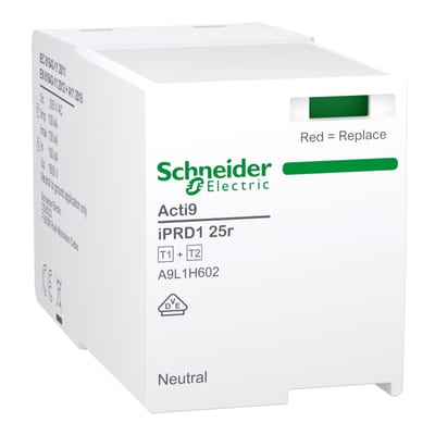 Schneider Electric A9L1H602 ACTI9 IPRD1 25R Replacement Cartridge, Type 1+2, Neutral-Earth (N-PE)