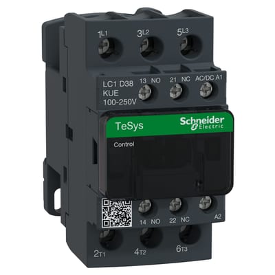 Schneider TeSys D Contactor LC1D38 38A 3P 100-250V AC/DC Coil