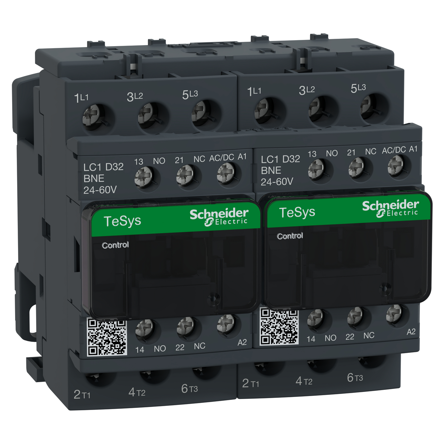Schneider Electric LC2D32BNE TeSys Deca Reversing Contactor, 3-Pole 32 A AC-3, 24–60 V AC/DC Coil