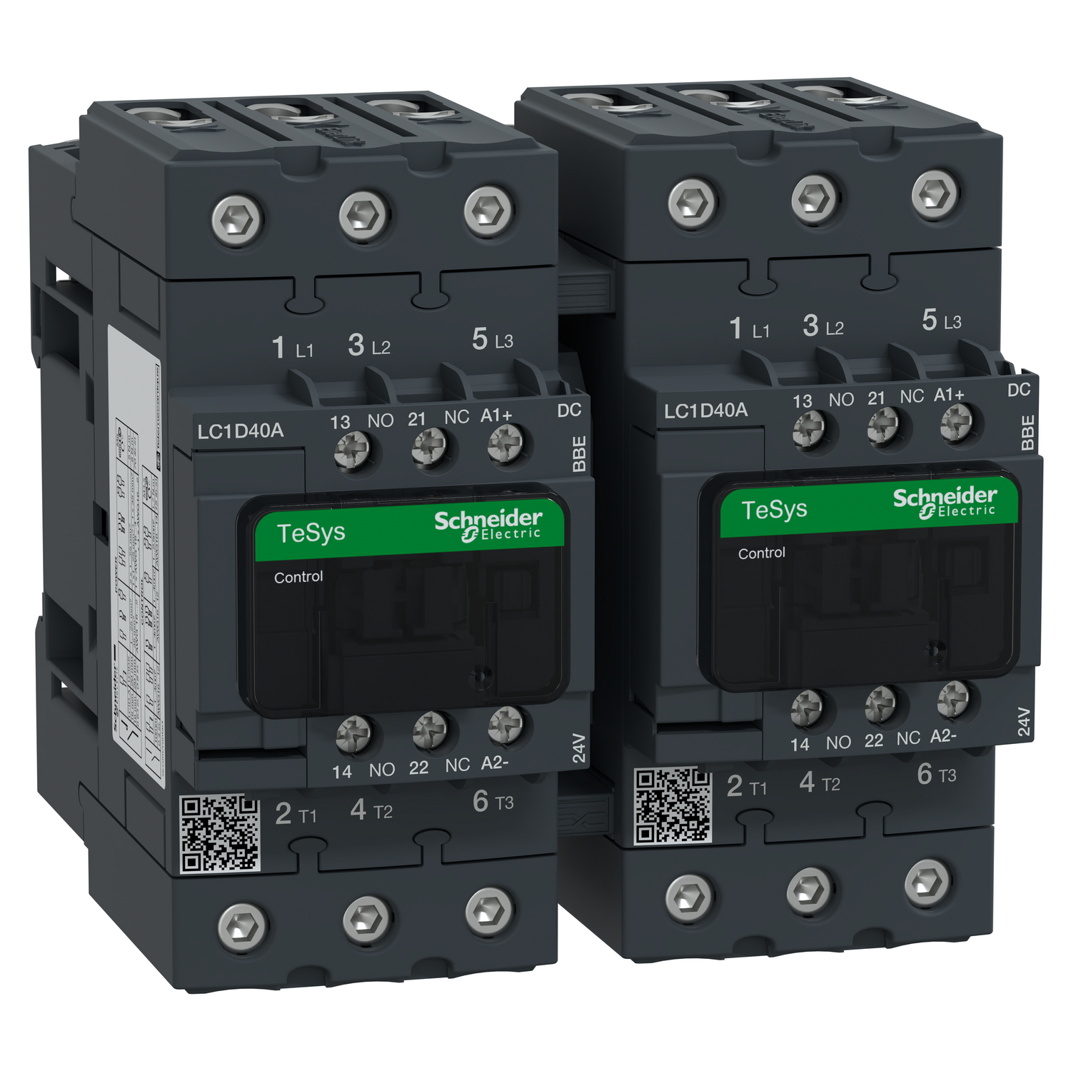 Schneider Electric LC2D40ABBE TeSys Deca Advanced Reversing Contactor, 3-Pole 40 A AC-3, EverLink, 24 V DC Coil
