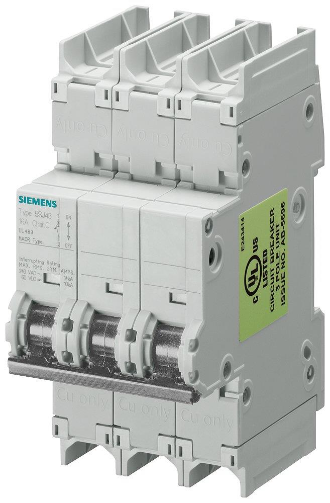 Siemens Sentron 5SJ4 Circuit breaker - 1A, 3P, C