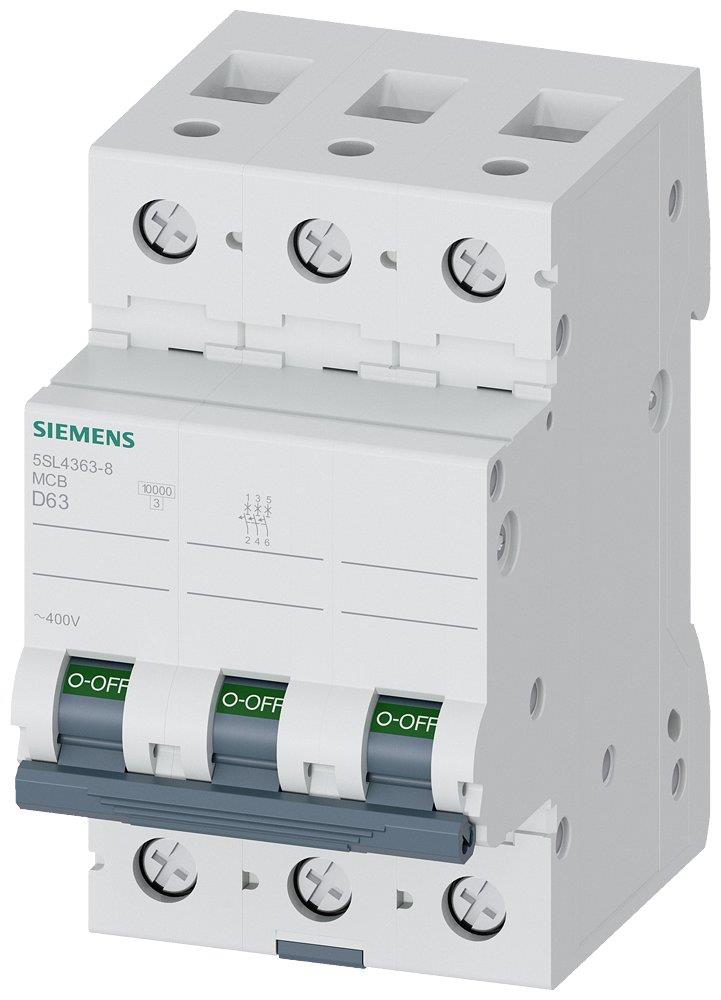 Siemens Sentron 5SL4 Circuit breaker - 63A, 3P, D
