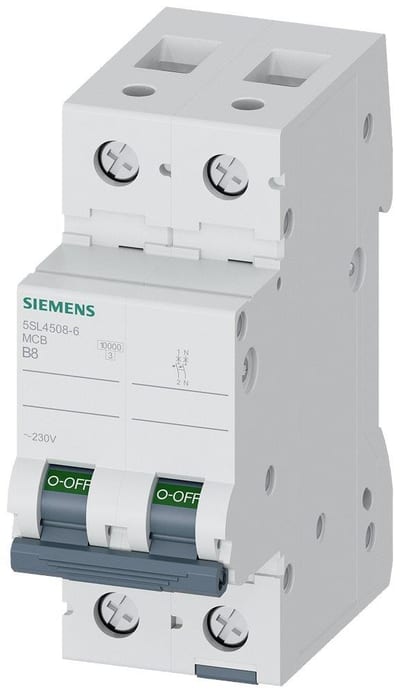 Siemens Sentron 5SL4 Circuit breaker - 8A, 1P + N, B