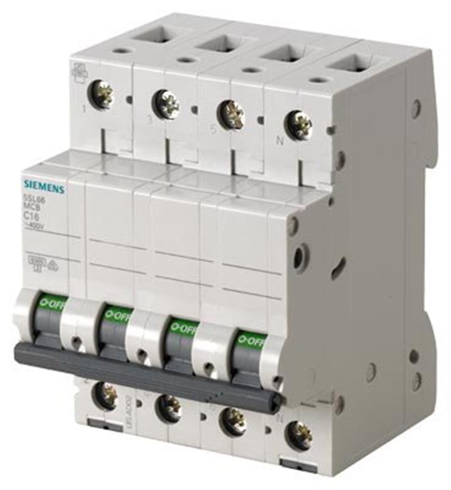 Siemens Sentron 5SL6 Circuit breaker - 1A, 3P + N, C