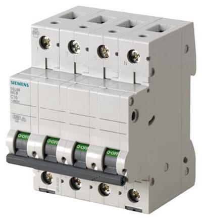 Siemens Sentron 5SL6 Circuit breaker - 1A, 3P + N, C