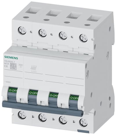 Siemens Sentron 5SL6 Circuit breaker - 6A, 3P + N, C