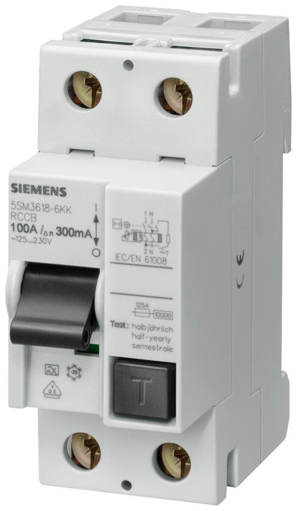 Siemens Sentron 5SM3 Residual current circuit breaker - 125A, 2P, A, 30MA