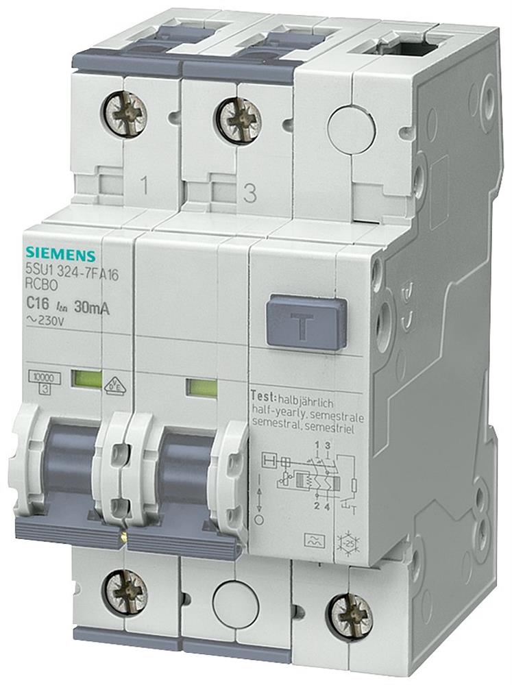 Siemens Sentron 5SU1 Combination Switch - 10A, 2P, C, A, 10MA