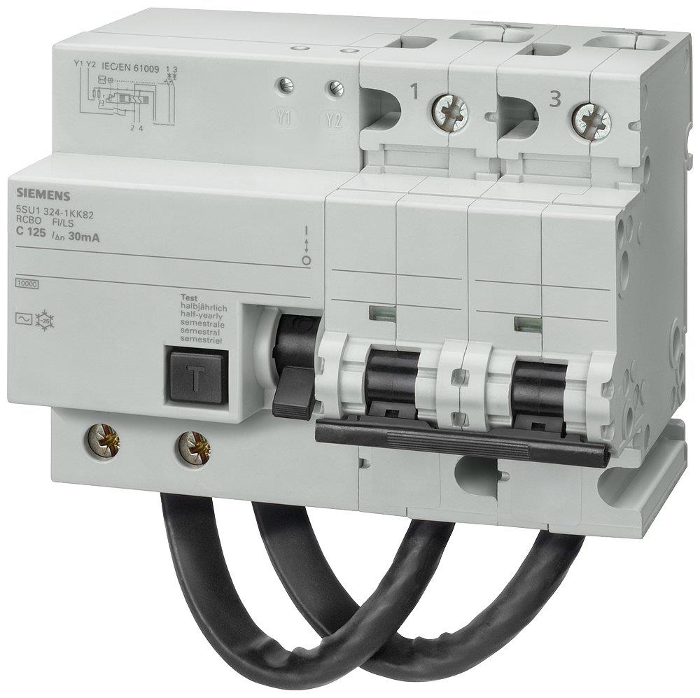 Siemens Sentron 5SU1 Combination Switch - 125A, 2P, C, A, 10MA