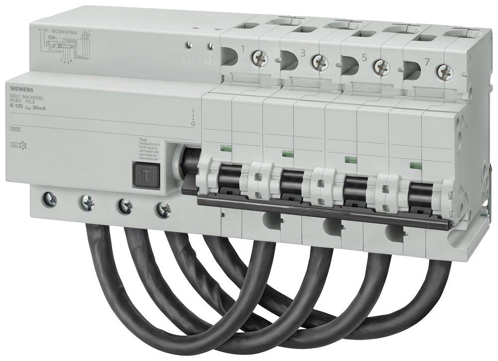 Siemens Sentron 5SU1 Combination Switch - 125A, 4P, C, A, 10MA 4001869360188