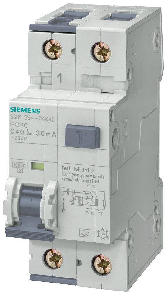 Siemens Sentron 5SU1 Combination Switch - 8A, 1P + N, C, A, 10MA