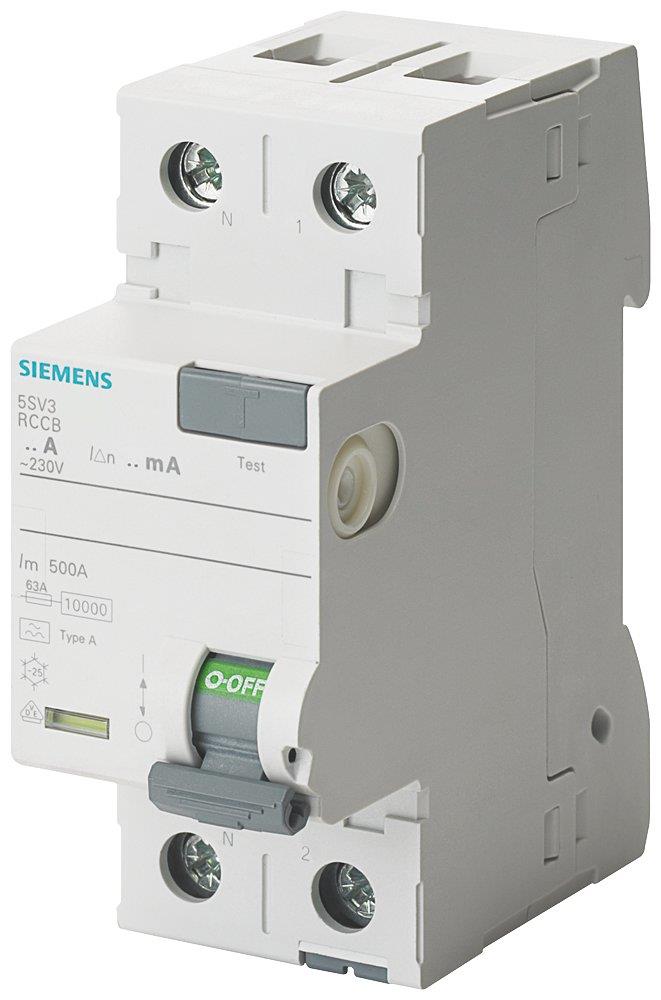 Siemens Sentron 5SV3 Residual current circuit breaker - 25A, 2P, A, 100MA