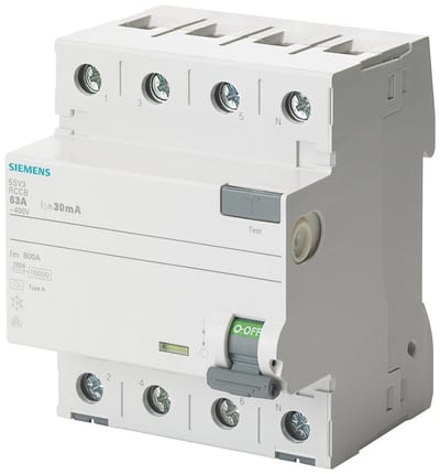 Siemens Sentron 5SV3 Residual current circuit breaker - 40A, 4P, A, 100MA 4001869462479
