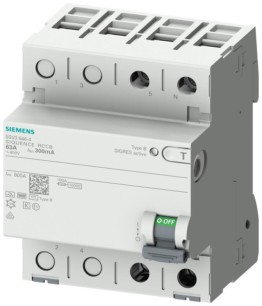 Siemens Sentron 5SV3 Residual current circuit breaker - 63A, 2P, B, 30MA