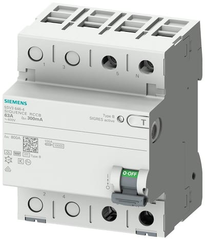 Siemens Sentron 5SV3 Residual current circuit breaker - 63A, 2P, B, 30MA
