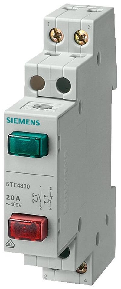 Siemens Sentron 5TE4 Push Switch - 20A, 1NO - 1NC, 1 4001869209852