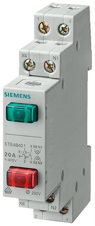 Siemens Sentron 5TE4 Push Switch - 20A, 1NO - 1NC, 1 4001869209876