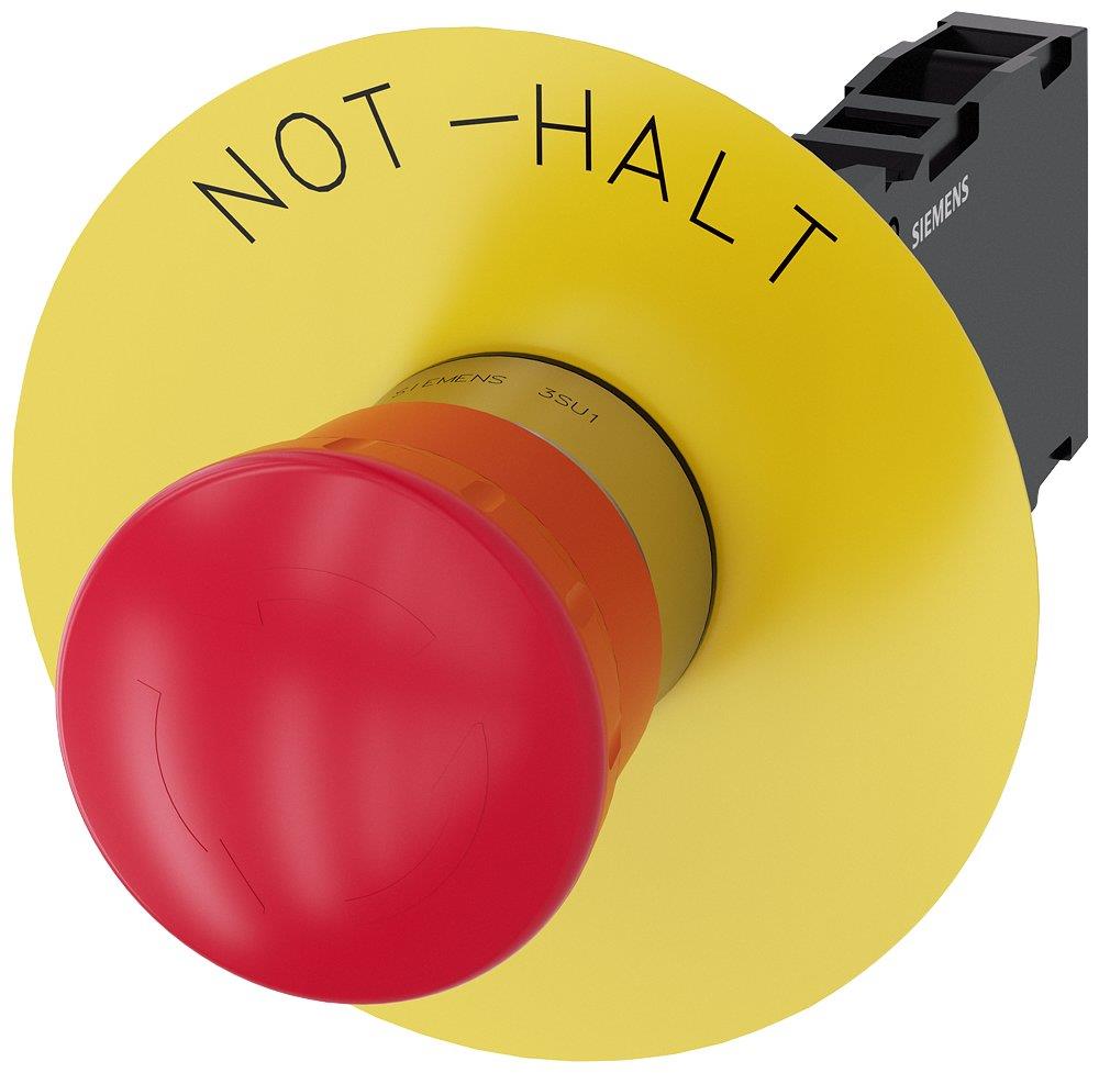 Siemens Sirius 3SU1 Emergency Stop with mushroom head - 40mm, red, 1NC 4011209956629