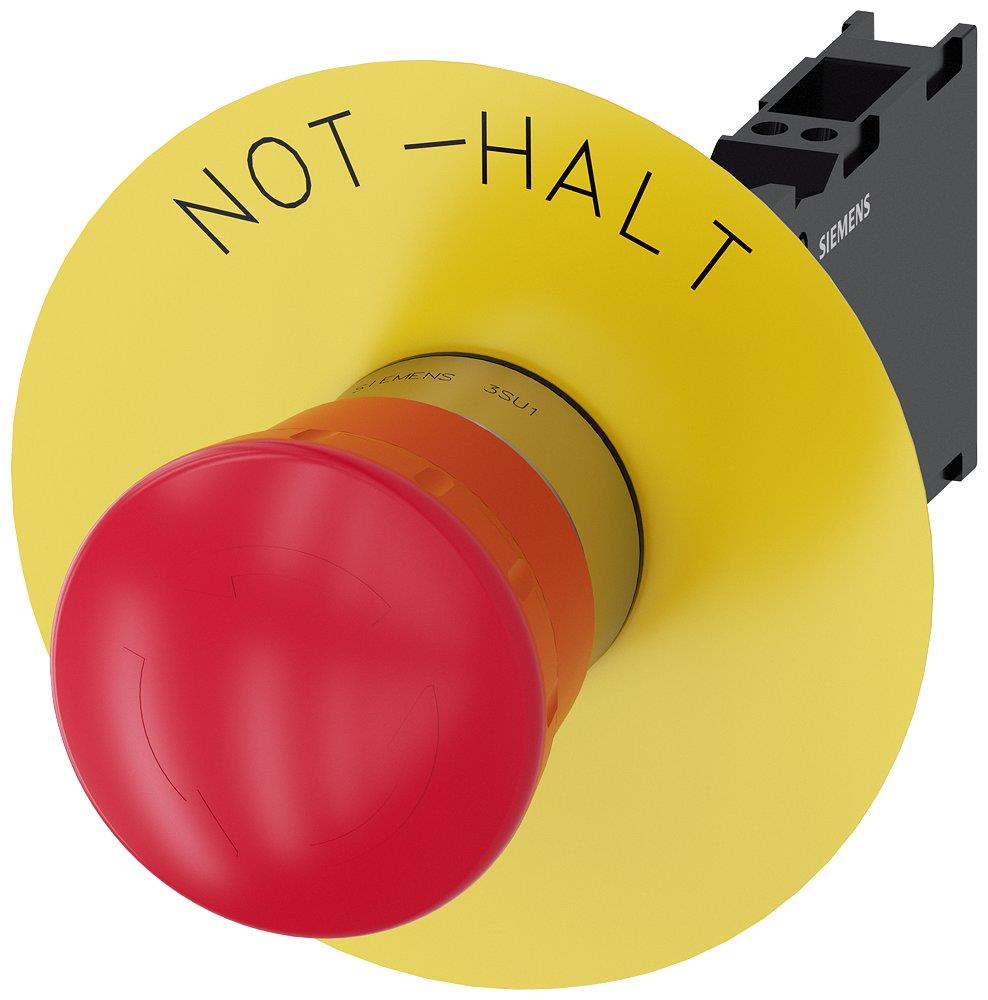 Siemens Sirius 3SU1 Emergency Stop with mushroom head - 40mm, red, 1NC 4011209956636