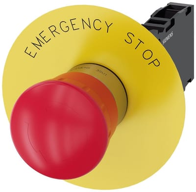 Siemens Sirius 3SU1 Emergency Stop with mushroom head - 40mm, red, 1NC 4011209956858