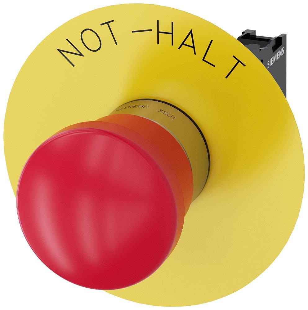 Siemens Sirius 3SU1 Emergency Stop with mushroom head - 40mm, red, 1NC 4011209956957