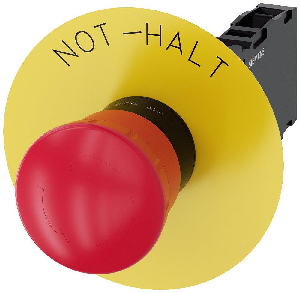Siemens Sirius 3SU1 Emergency Stop with mushroom head - 40mm, red, 1NC 4011209957732