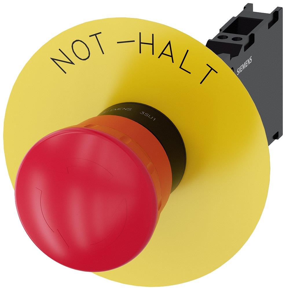 Siemens Sirius 3SU1 Emergency Stop with mushroom head - 40mm, red, 1NC 4011209957749
