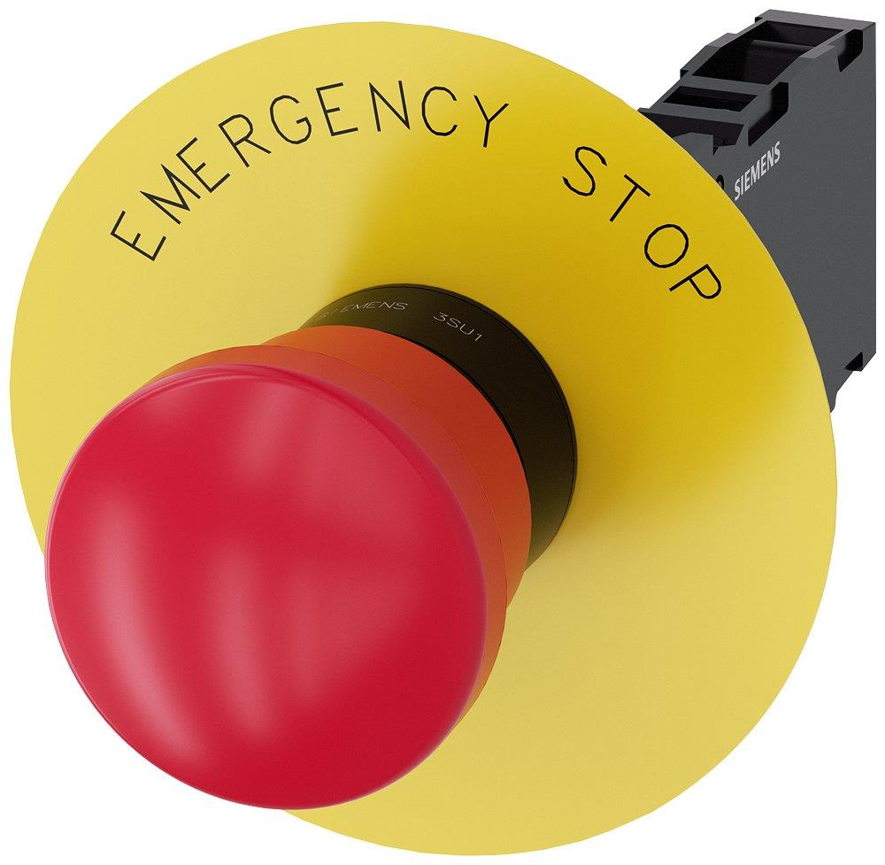 Siemens Sirius 3SU1 Emergency Stop with mushroom head - 40mm, red, 1NC 4011209957879