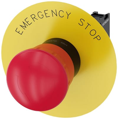 Siemens Sirius 3SU1 Emergency Stop with mushroom head - 40mm, red, 2NC 4047621043579