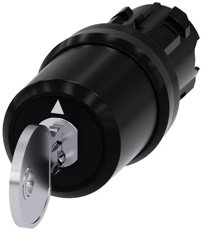 Siemens Sirius 3SU1 Key Switch - black, Fixed positionsitioner / Spring-return, Fixed positionsitioner / Spring-return 4011209950450