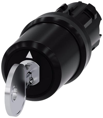 Siemens Sirius 3SU1 Key Switch - black, Spring-return, Spring-return 4011209950672