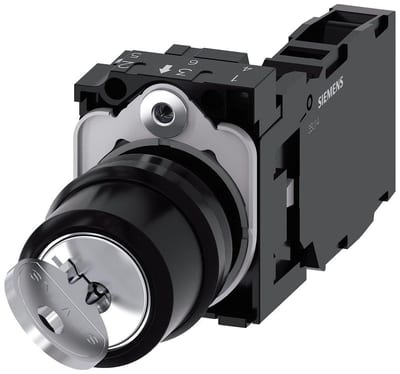 Siemens Sirius 3SU1 Key Switch - black, Spring-return, Spring-return 4011209957688