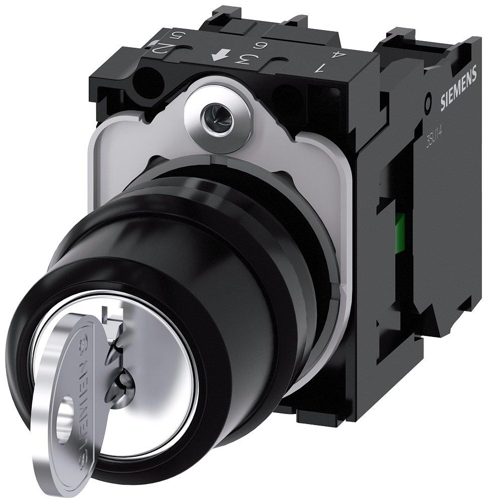 Siemens Sirius 3SU1 Key Switch - black, Spring-return, Spring-return 4011209957718