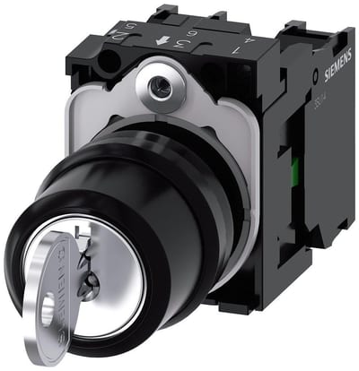 Siemens Sirius 3SU1 Key Switch - black, Spring-return, Spring-return 4011209957718