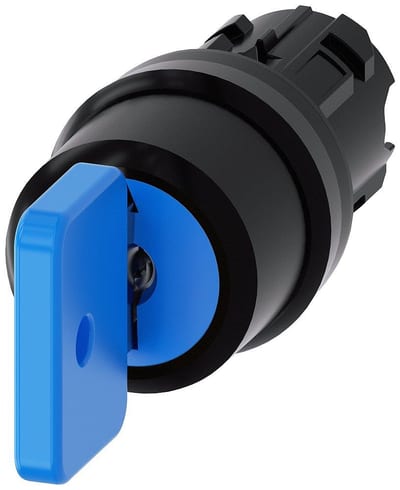Siemens Sirius 3SU1 Key Switch - blue, Fixed positionsitioner / Spring-return, Fixed positionsitioner / Spring-return