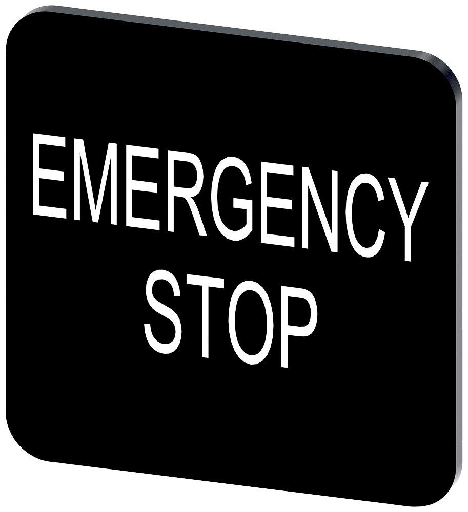 Siemens Sirius 3SU1 Nameplate self-adhesive - 22X22MM, Emergency stop, black