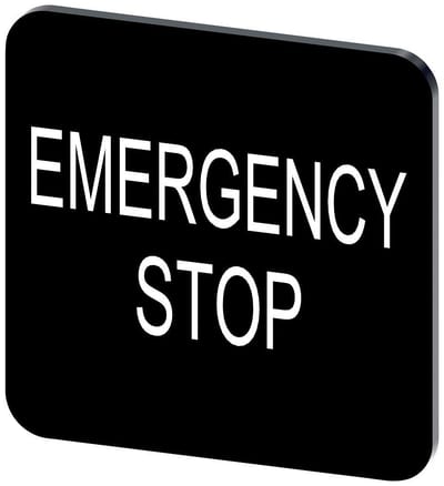 Siemens Sirius 3SU1 Nameplate self-adhesive - 22X22MM, Emergency stop, black