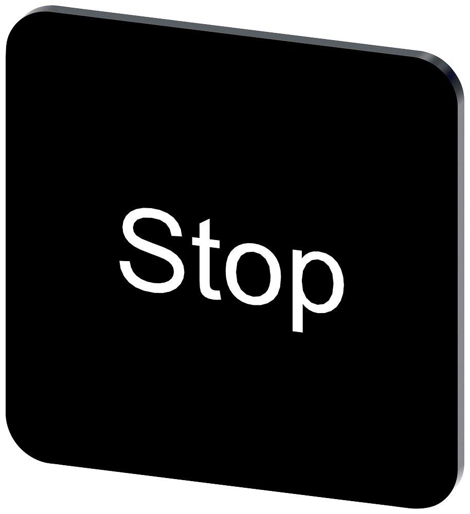 Siemens Sirius 3SU1 Nameplate self-adhesive - 22X22MM, Stop, black 4011209960824