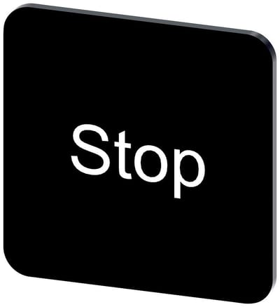 Siemens Sirius 3SU1 Nameplate self-adhesive - 22X22MM, Stop, black 4011209960824