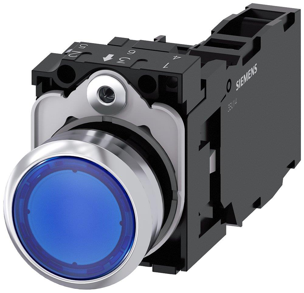 Siemens Sirius 3SU1 Push Button with light - blue, 1NO - 1NC 4011209958715