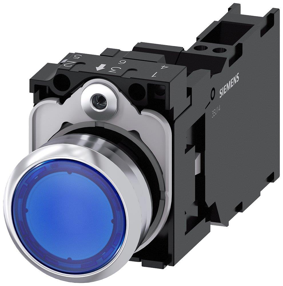 Siemens Sirius 3SU1 Push Button with light - blue, 1NO - 1NC 4011209966321