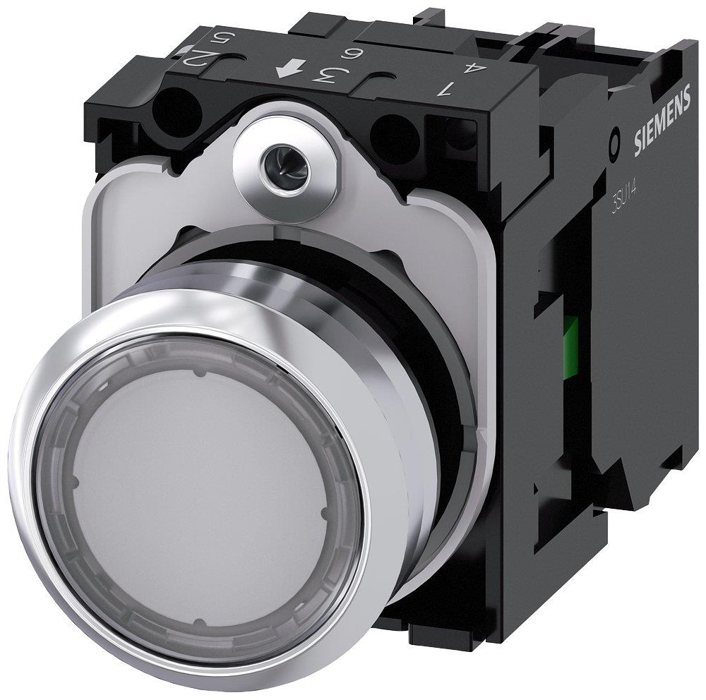 Siemens Sirius 3SU1 Push Button with light - Clear, 1NO