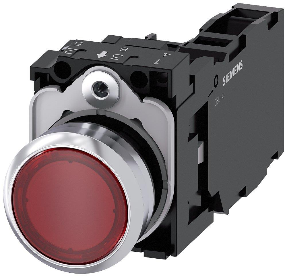 Siemens Sirius 3SU1 Push Button with light - red, 1NO - 1NC 4011209958685