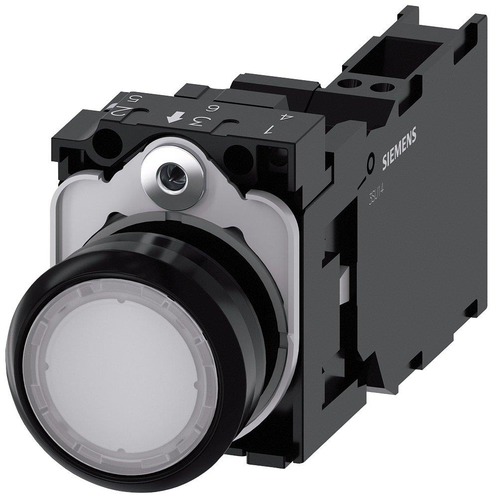 Siemens Sirius 3SU1 Push Button with light - white, 1NO - 1NC 4011209957138