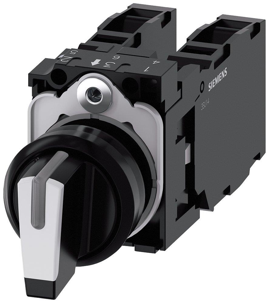 Siemens Sirius 3SU1 Switch - black/white, Spring-return, 2 x 1NO - 1NC 4011209957589