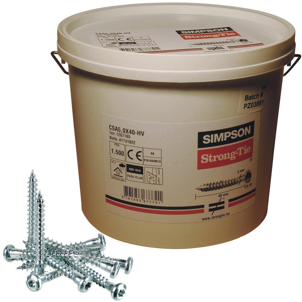 Simpson Strong-Tie Fitting Screws Electro-Galvanised - 5.0 x 40 mm, TX20, 1500 pcs